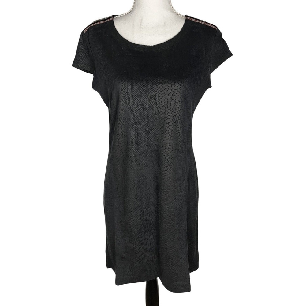 Custo Barcelona Black Short Sleeve Tunic Dress Size 2 With Decoration